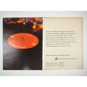 Weyerhaeuser Packaging Vinyl Record Jacket 1960s Vintage Print Advertisement 2PG